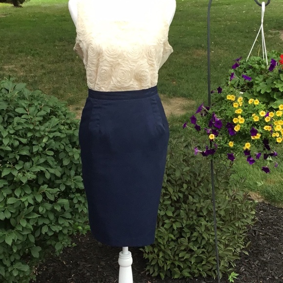 Isaac Hazan Dresses & Skirts - Navy Blue lined Pencil Skirt